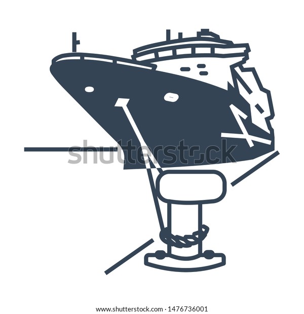 Vector Black Icon Ship Moored Port Stock Vector (Royalty Free) 1476736001