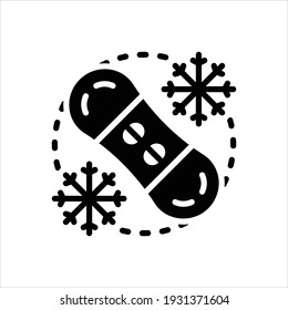Vector black icon for snowboard