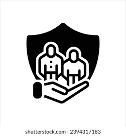 Icono negro vector para la seguridad social