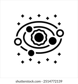 Vector black icon for solar system