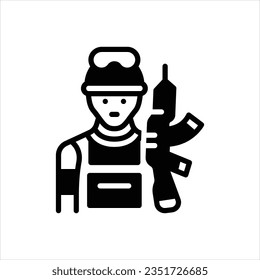 Vector black icon for soldier