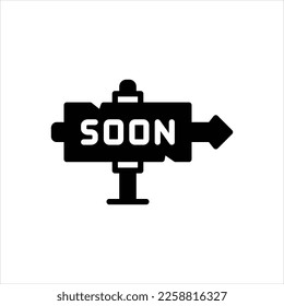 Vector black icon for soon