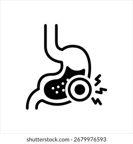 Icono negro del Vector para el dolor de estómago
