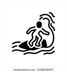 Vector black icon for surfing