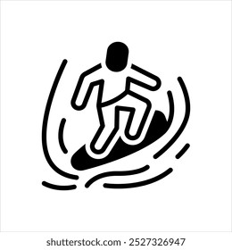 Vector black icon for surfing