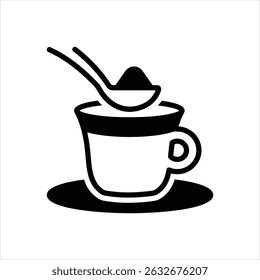 Vector black icon for tea with sugar