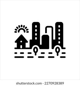 Vector black icon for township