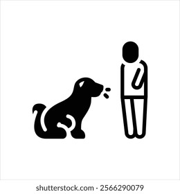 Vector black icon for training dog