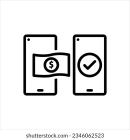 Icono negro vector para transferencia de dinero