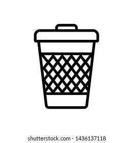 Vector black icon for trash can