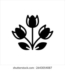 Vector black icon for tulip