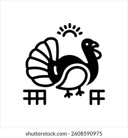 Vector black icon for turkey farm