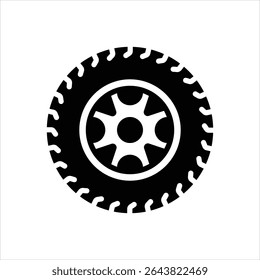 Ícone de vetor preto para pneu