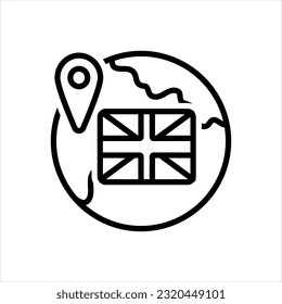 Icono negro vector para el reino unido 
