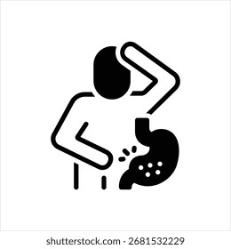 Icono negro del Vector para el malestar estomacal