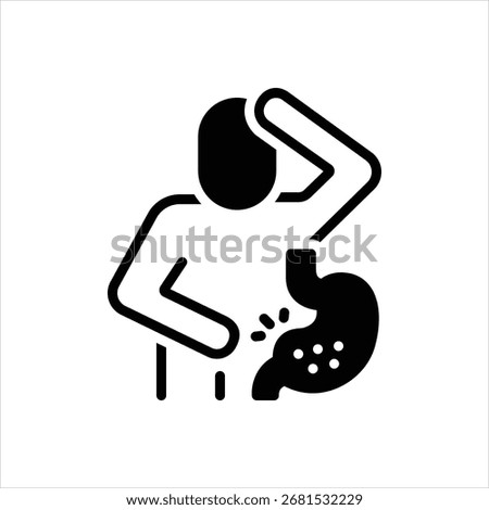 Vector black icon for upset stomach