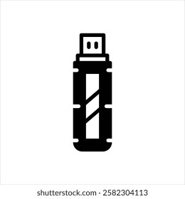 Vector black icon for usb flash drive