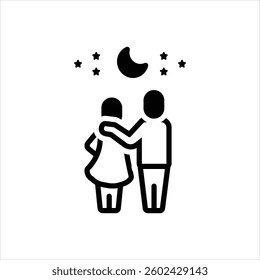 Vector black icon for valentines day couple