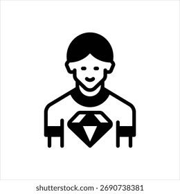 Icono negro del Vector para el empleado valioso