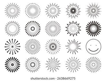 Vector black icon variation of fireworks