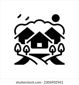Icono negro vector para aldeas