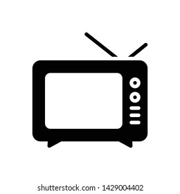 Vector black icon for vintage television