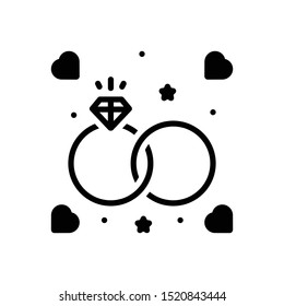 Vector black icon for wedding rings