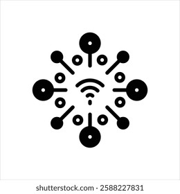 Vector black icon for wireless network