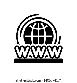 Vector black icon for world wide web