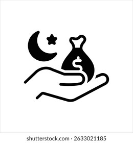 Ícone de vetor preto para zakat