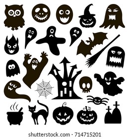 Happy Halloween Icons Collection Vector Illustration Stock Vector ...