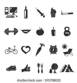 Vector black icons health