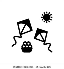 Vector black icons for makar sankranti