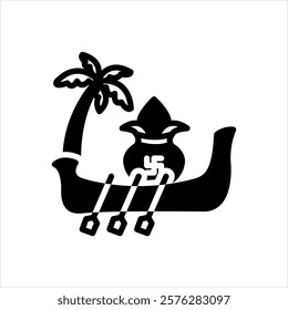 Vector black icons for onam