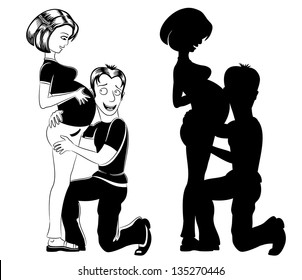 Vector. Black icons. Pregnancy.