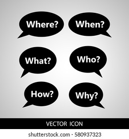 Vector black icons with questions