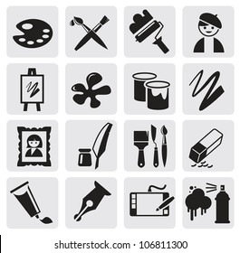 vector black Icons set arts