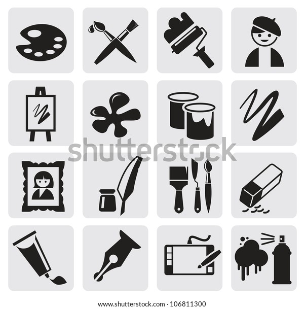 Vector Black Icons Set Arts Stock Vector (Royalty Free) 106811300