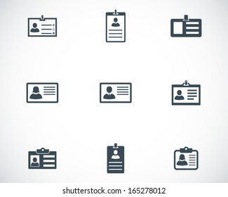 Vector black id card icons set