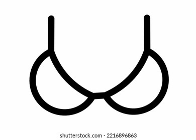 Vector black illustration of bra icon for logo isolated on white background.