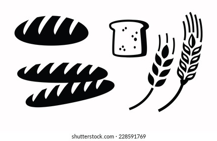 Vector Black Illustration Of Bread Icon On White