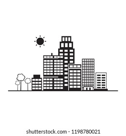 vector black illustration of Building icon on white