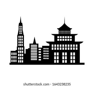 vector black illustration of Building icon on white.eps10