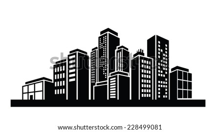 vector black illustration building icon on stock vector