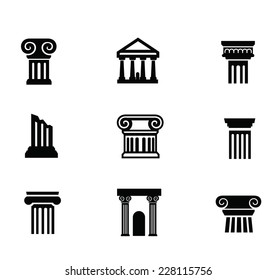 vector black illustration of column icon on white