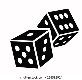 vector black illustration of dice cubes icon on white