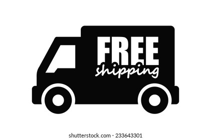 vector black illustration of Free delivery on white