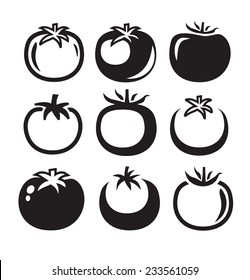 vetor preto ilustração de tomate ícone em branco