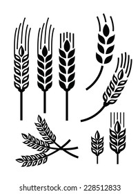 vector black illustration of wheat icon on white