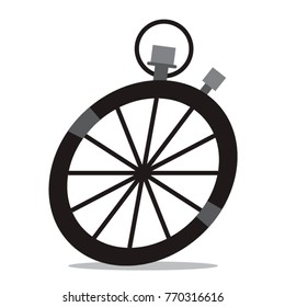 Vector black illustration of wheel and watch